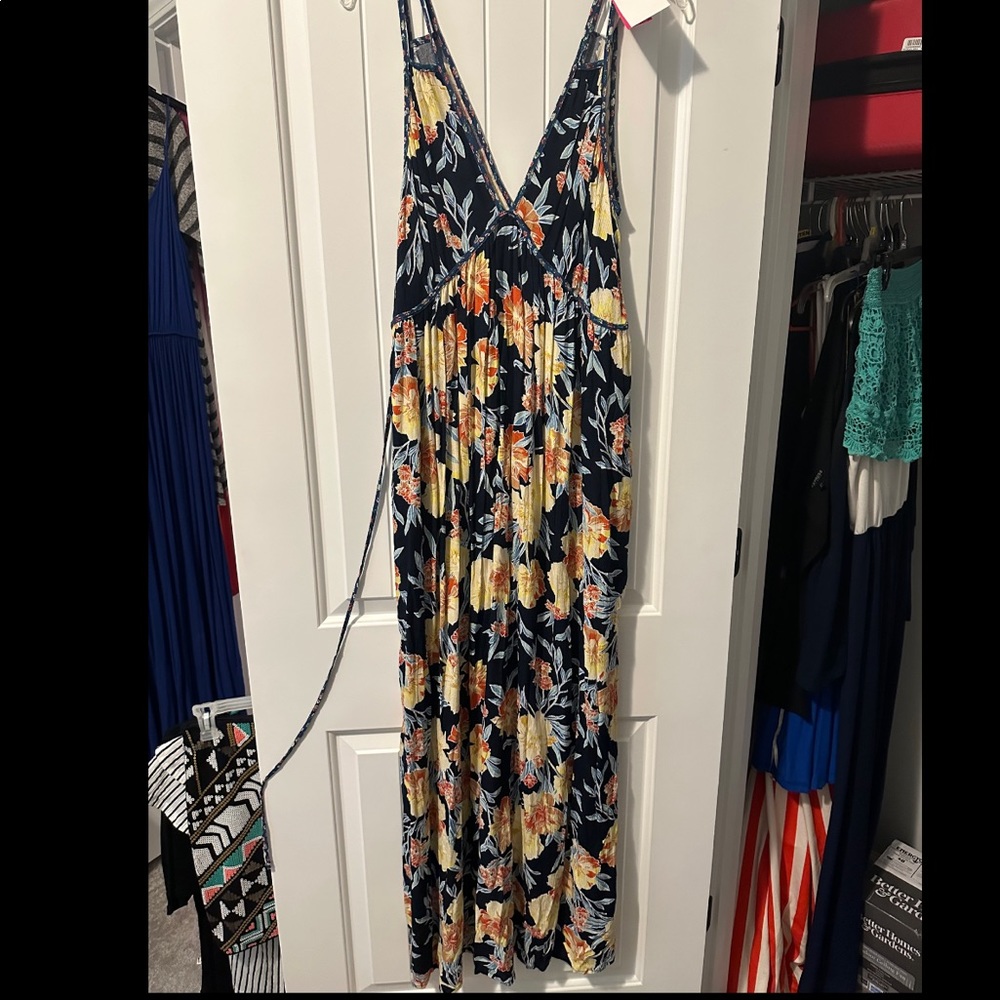 Navy/Yellow Floral Maxi Dress